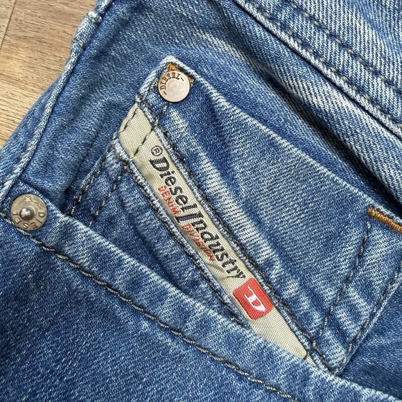 Diesel Jeans Men 34x28 Blue Larkee Tapered Leg Denim Medium Wash 0814Z (Hemmed) - Picture 5 of 14